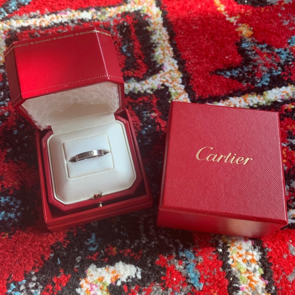 Authentic Cartier Love Ring White Gold Sz 55